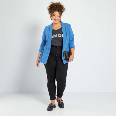 بنطلون ضيق مطاطي - 5 جيوب أسود