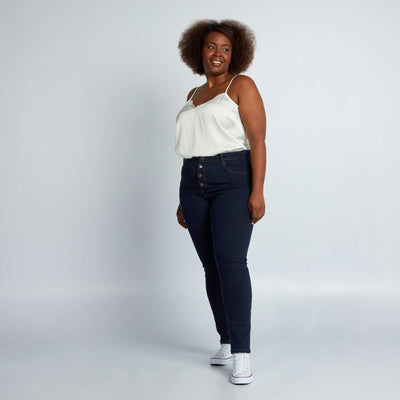 بنطلون ضيق مطاطي - 5 جيوب أزرق