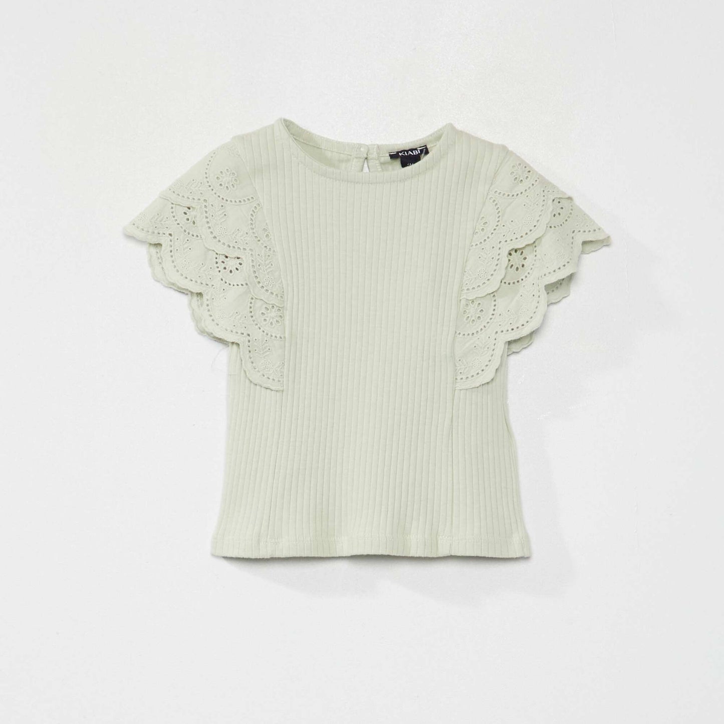 Ribbed knit T-shirt mercury grey