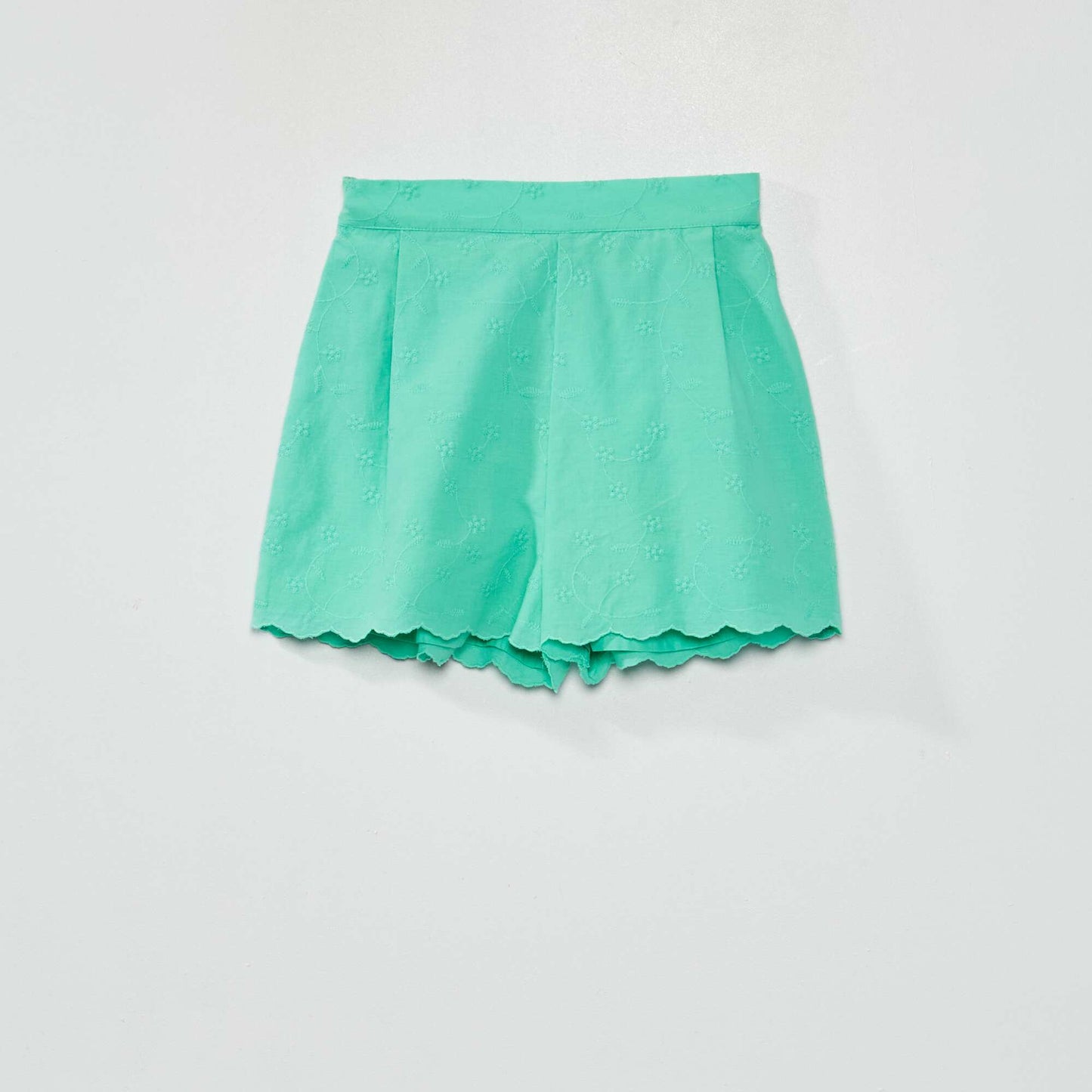 Ruffled poplin shorts GREEN