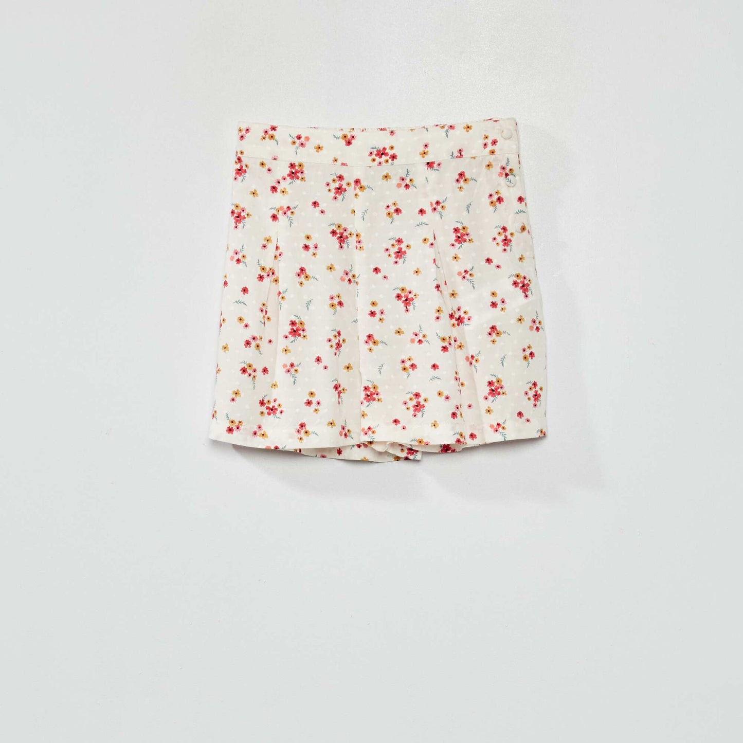 Flowing floral printed shorts WHITE