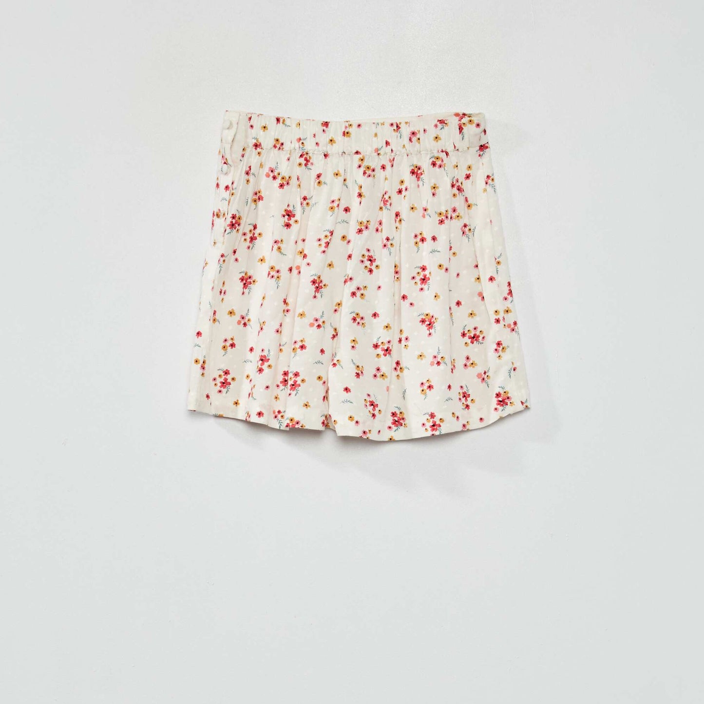Flowing floral printed shorts WHITE