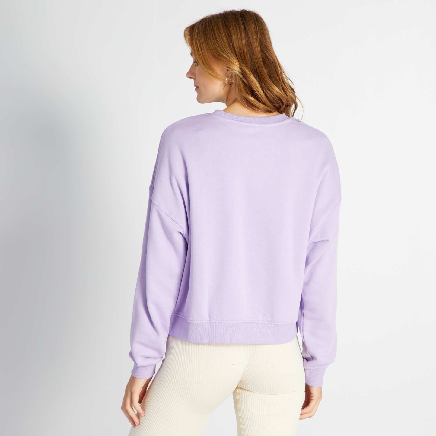 Plain sweatshirt fabric sweater PURPLE_ROS