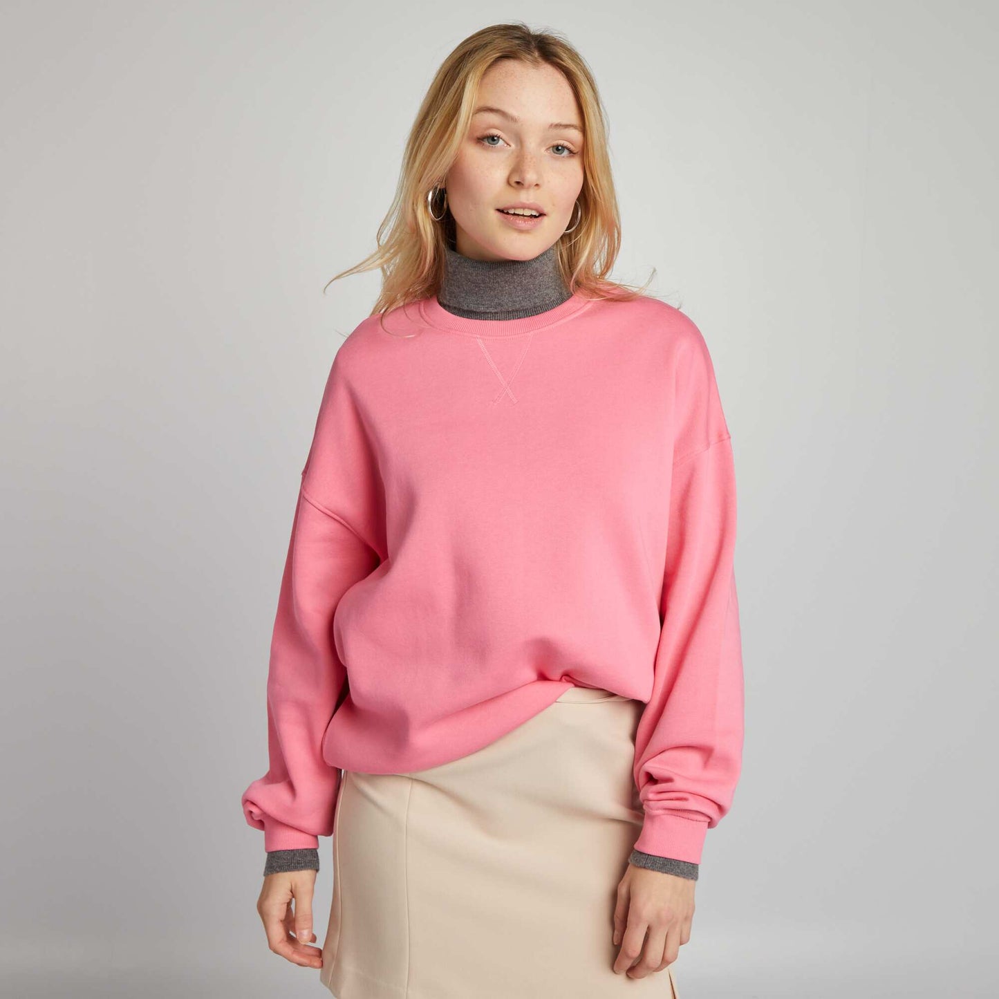 Plain sweatshirt fabric sweater pink