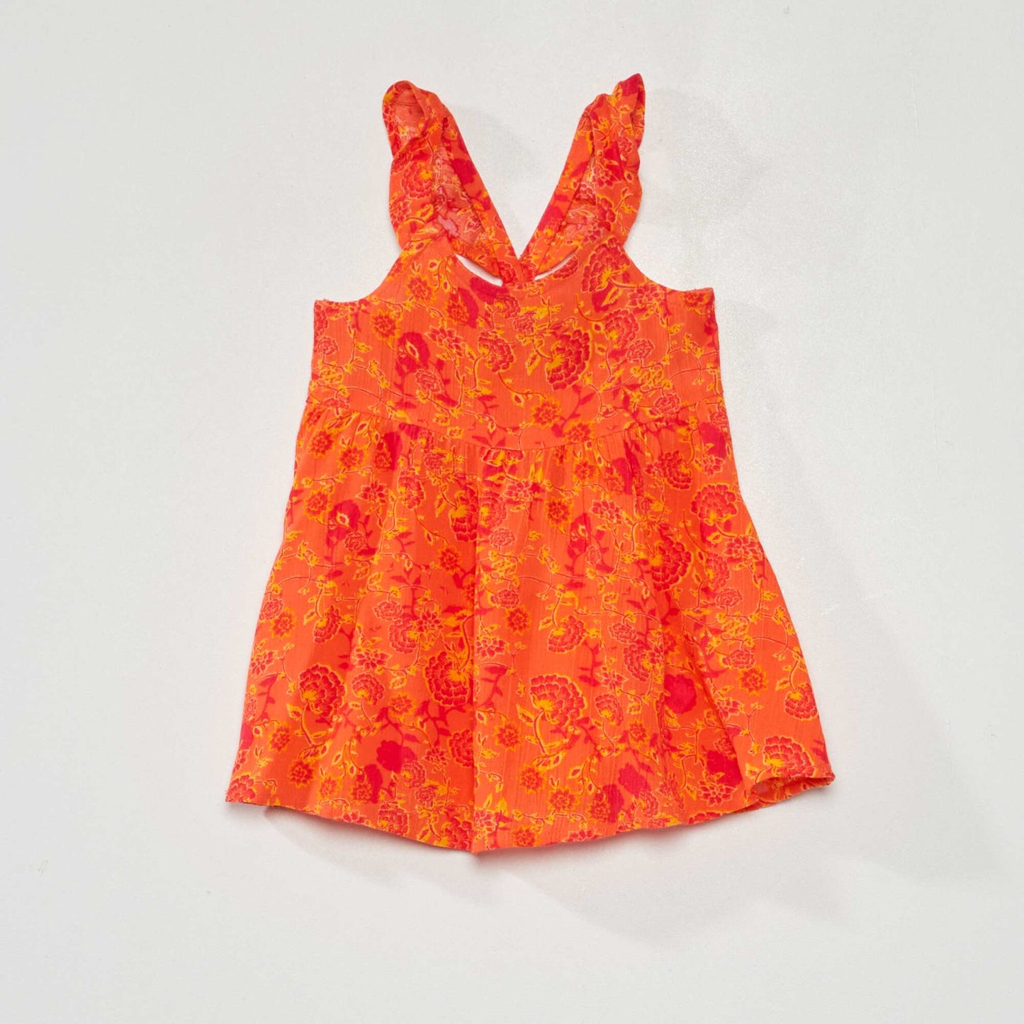 Crêpe dress with narrow straps ORANGE