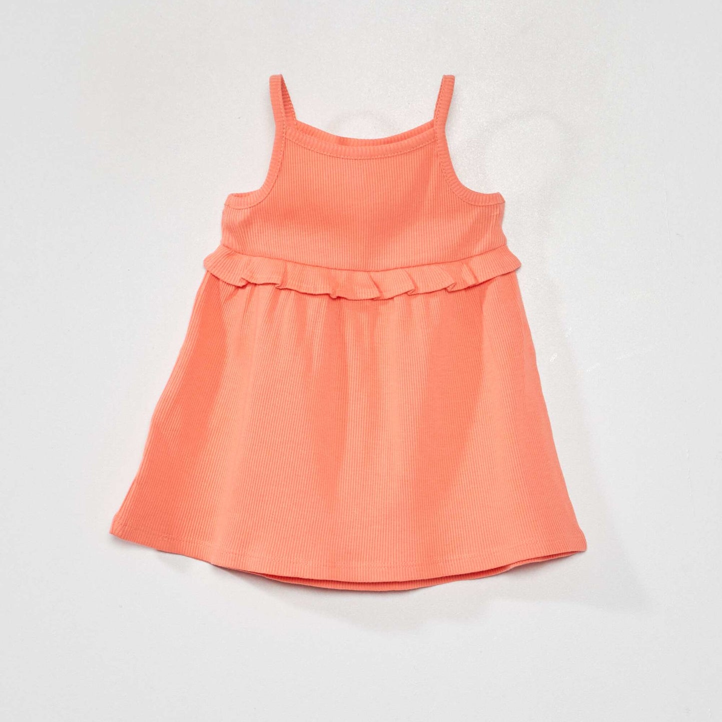 Ribbed dress with ruffled panel ORANGE