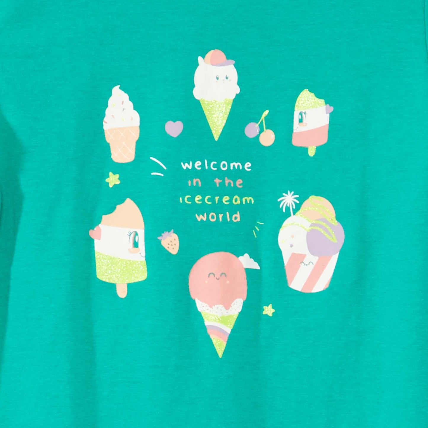 Jersey T-shirt with cute patterns GREEN