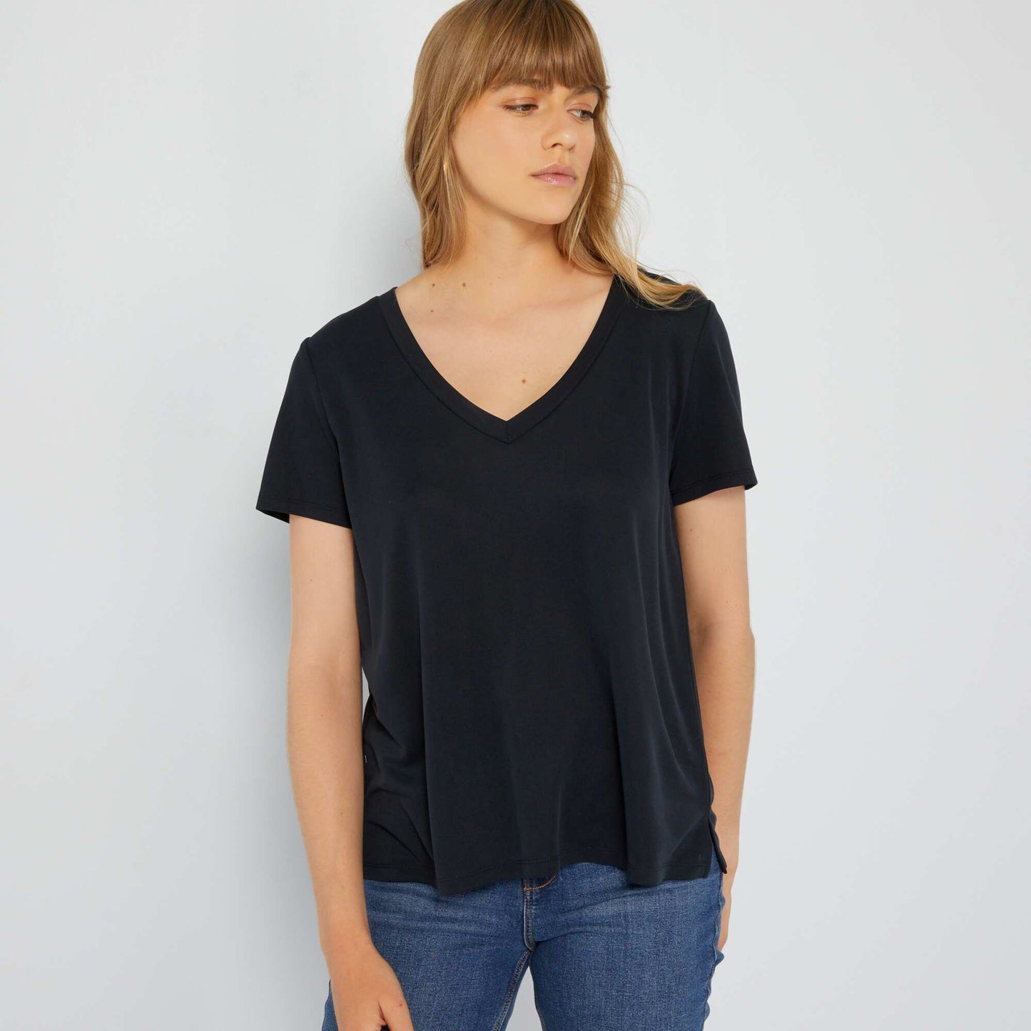 Soft fabric short-sleeved T-shirt Black