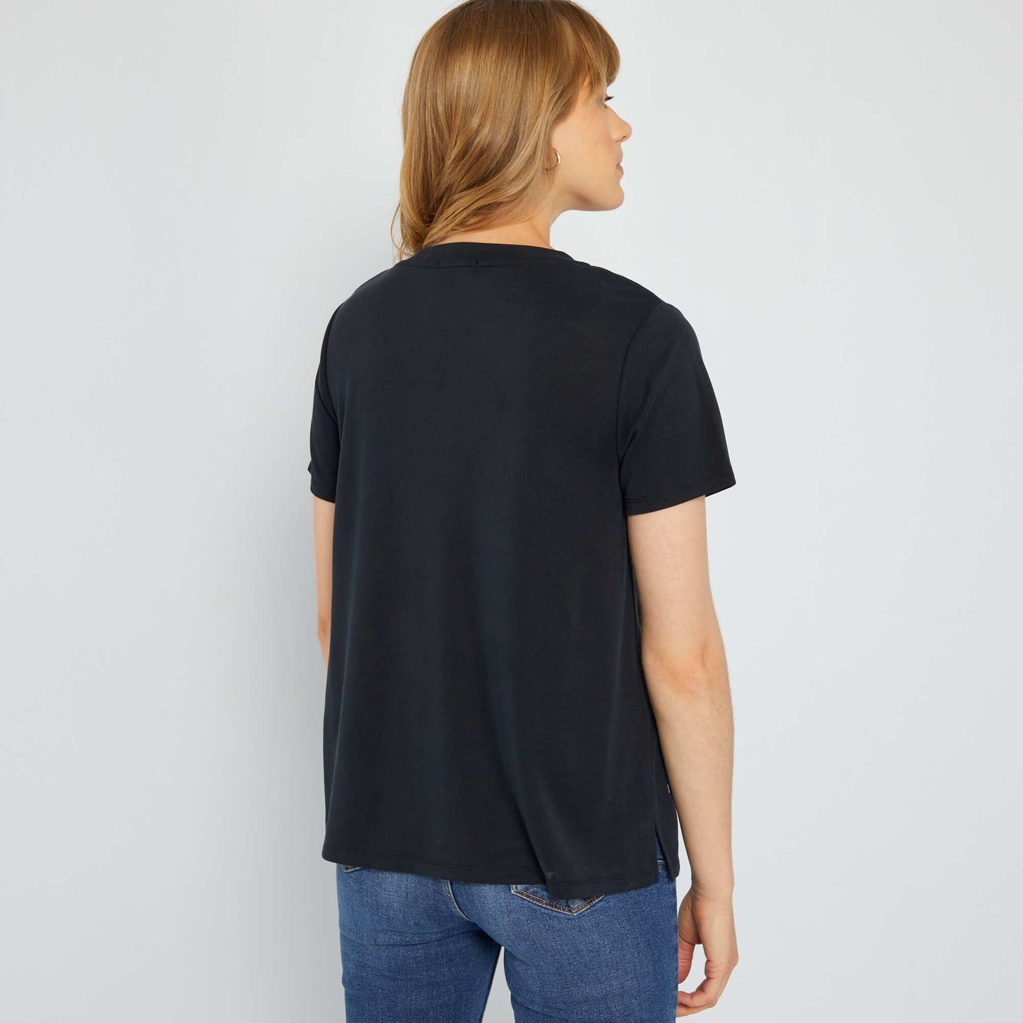 Soft fabric short-sleeved T-shirt Black