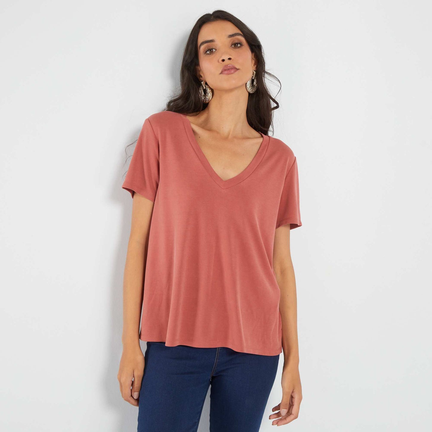 Soft fabric short-sleeved T-shirt RED