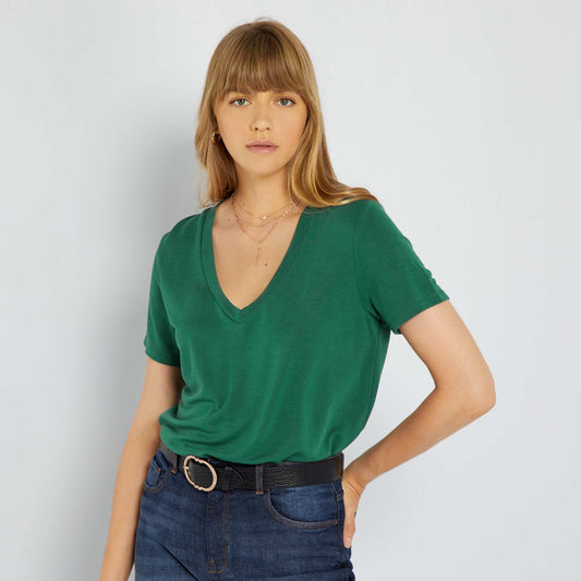 Soft fabric short-sleeved T-shirt Green