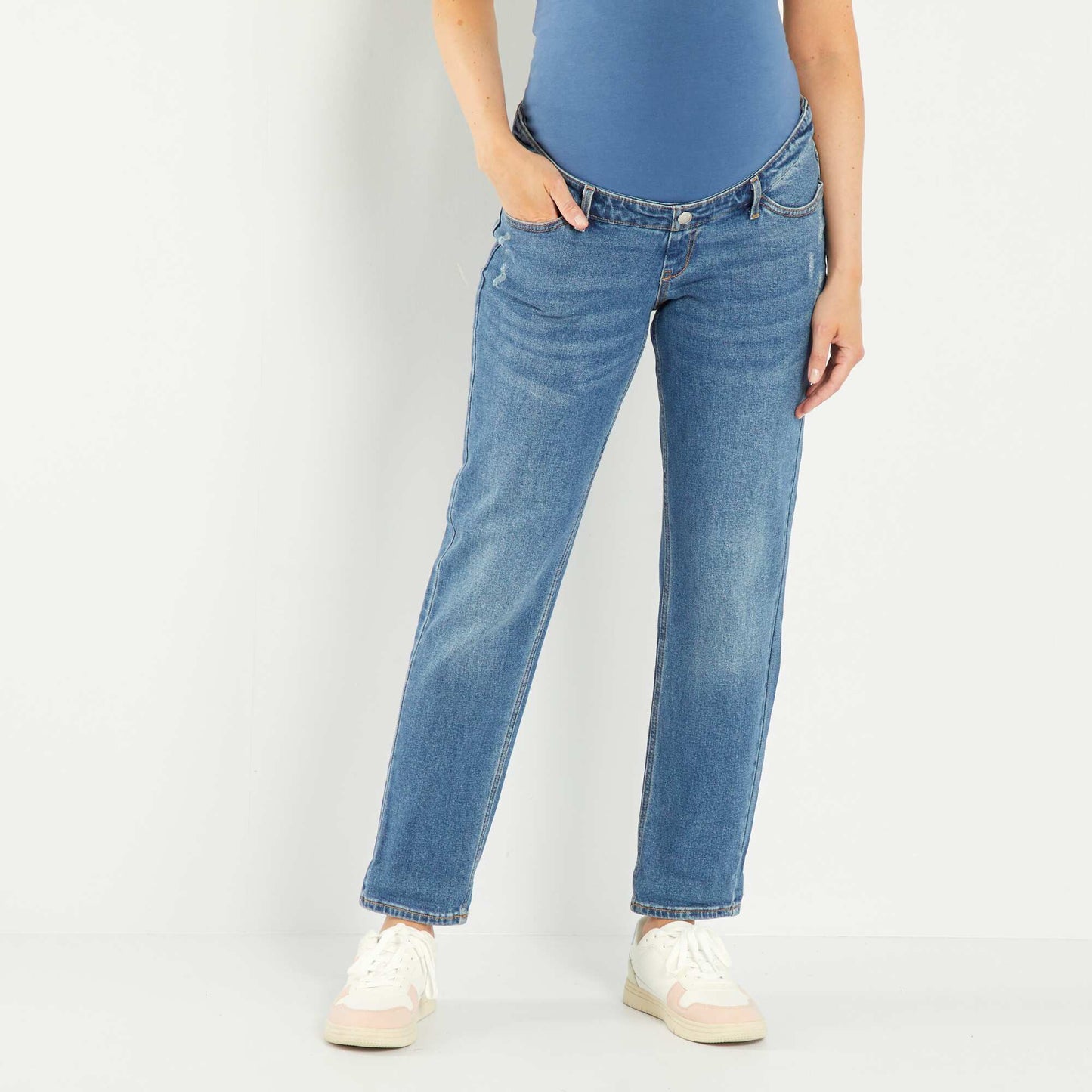 Stretchy maternity mom-fit jeans BLUE