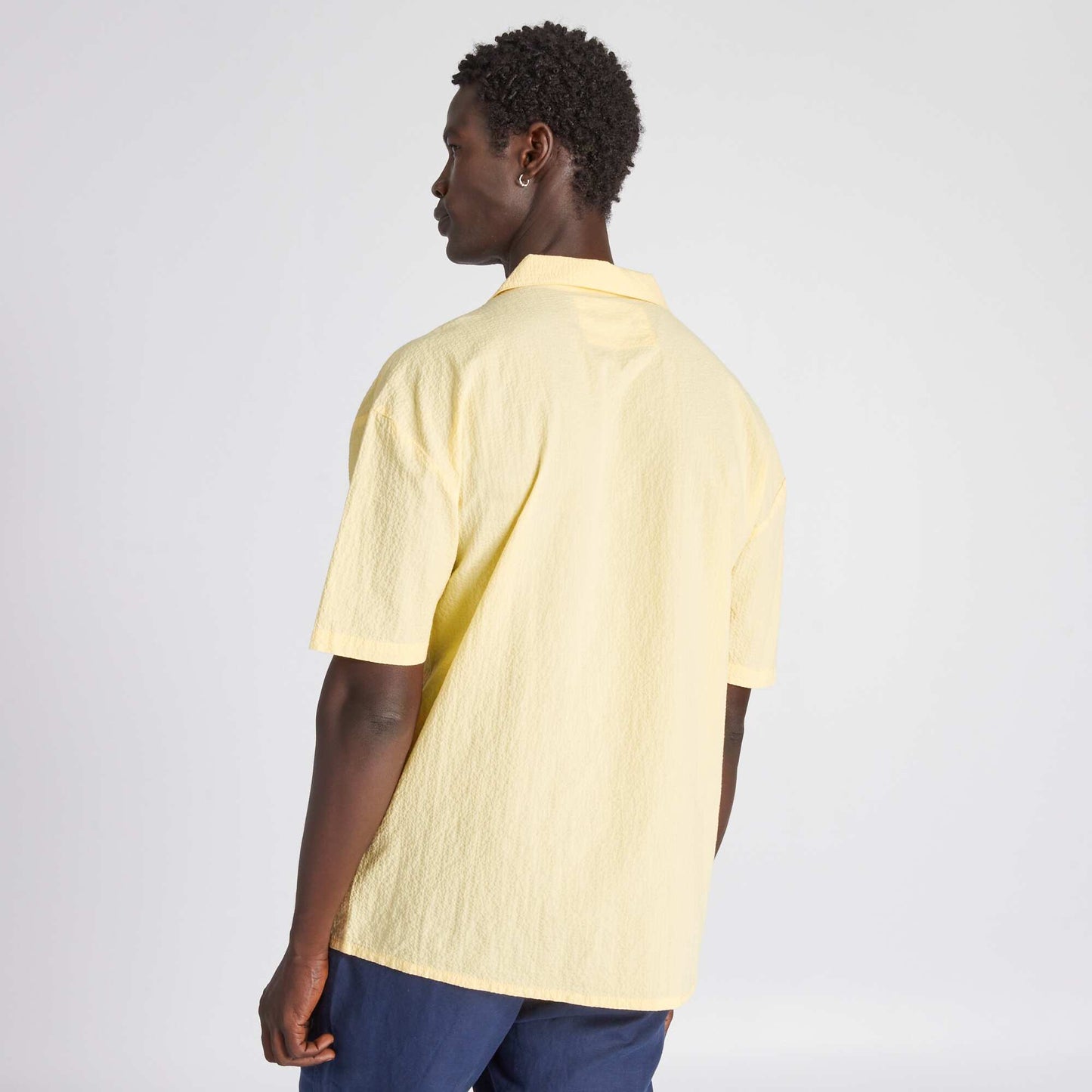 Honeycomb fabric shirt gold yellow