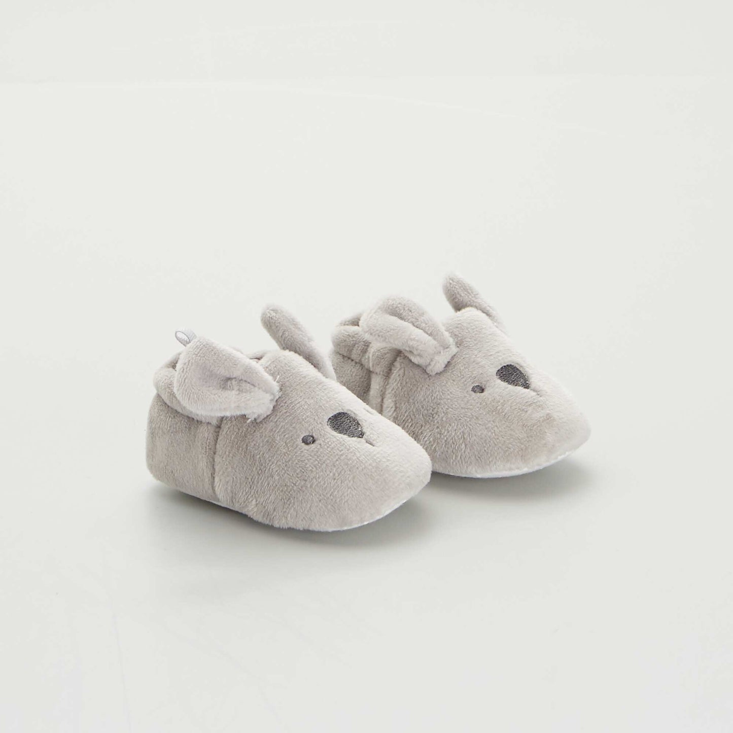 Velour baby slippers grey