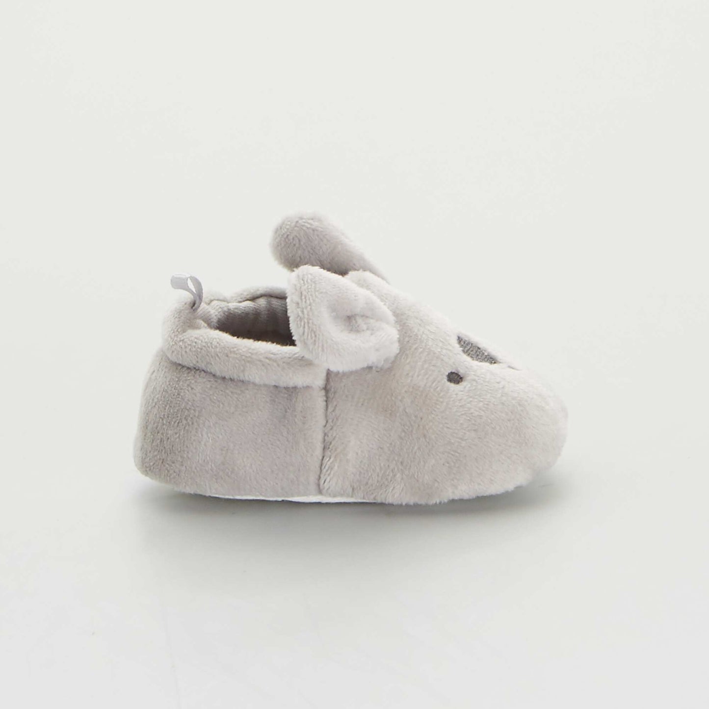 Velour baby slippers grey