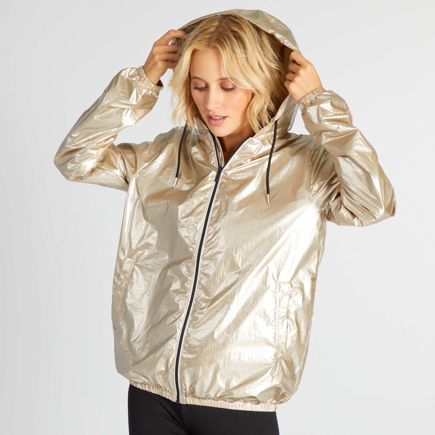 Hooded silvery jacket YELLOW