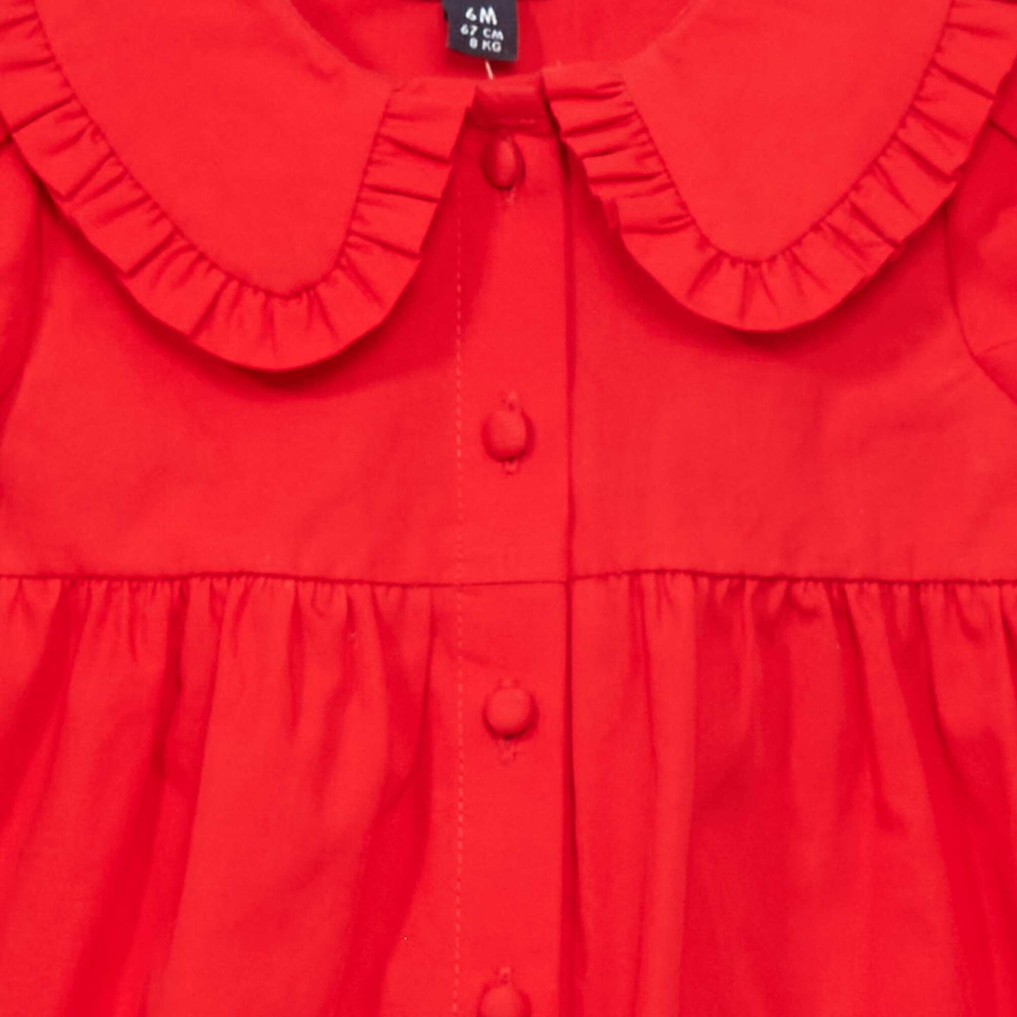 Poplin dress with Peter Pan collar bright red