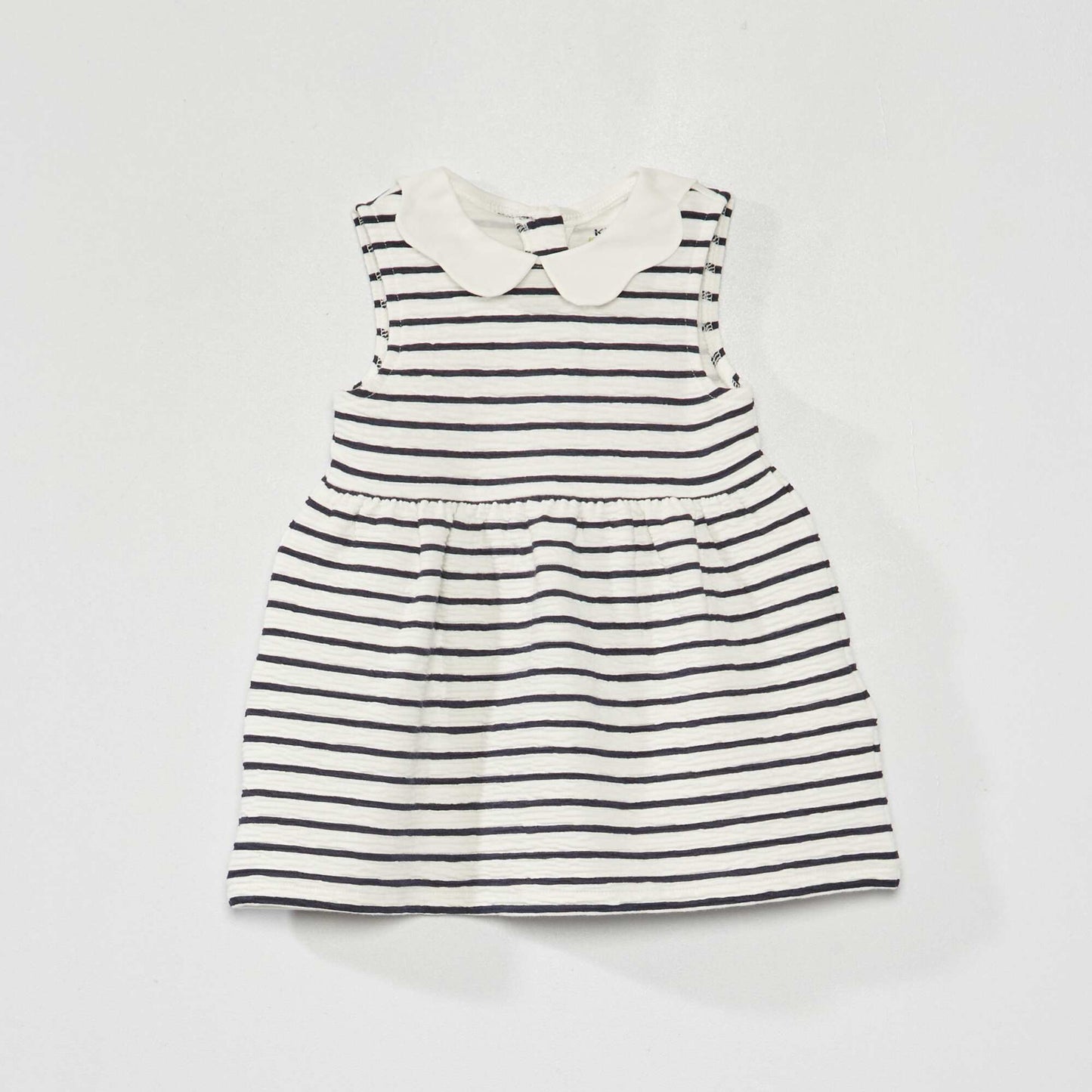 Crinkle-knit dress navy stripes