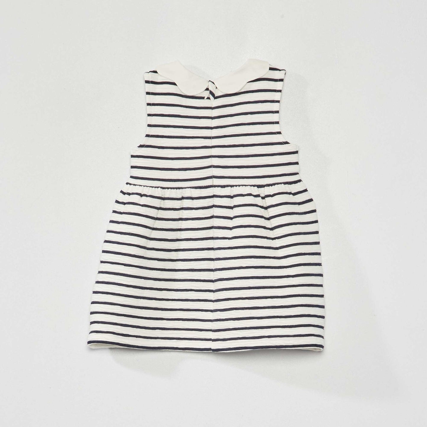 Crinkle-knit dress navy stripes