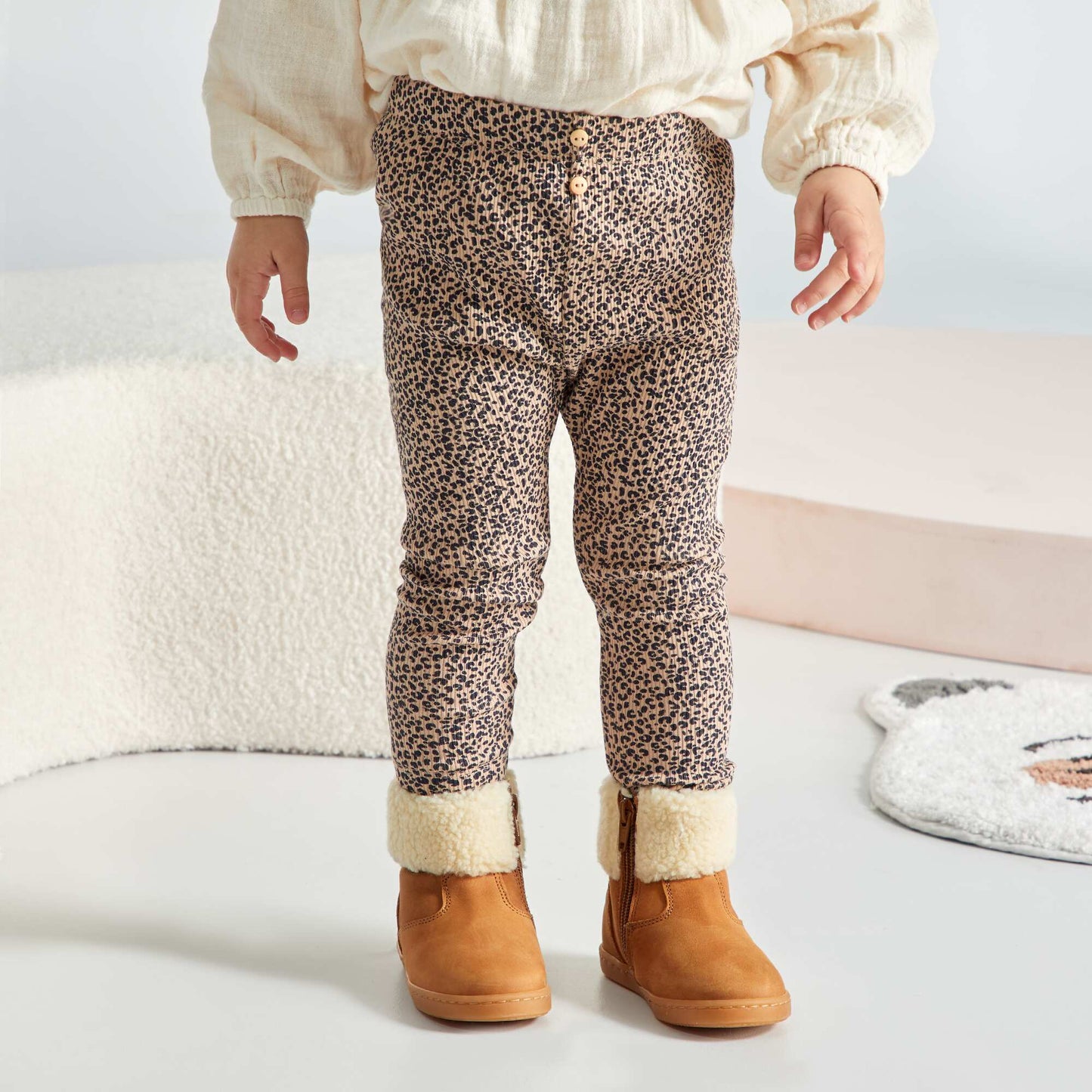 Ribbed knit leggings BEIGE