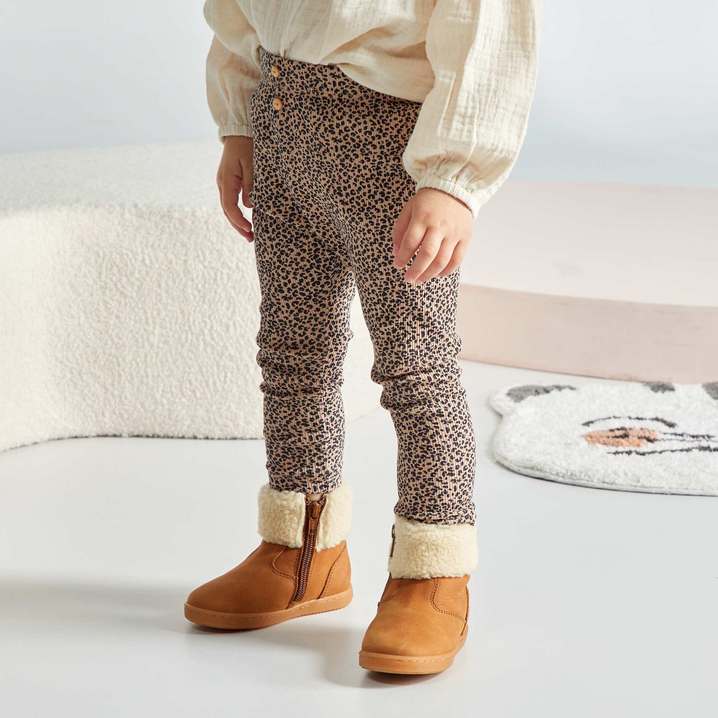 Ribbed knit leggings BEIGE