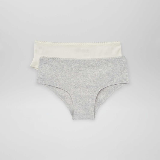 Pack of 2 knit fabric shorties WHITE