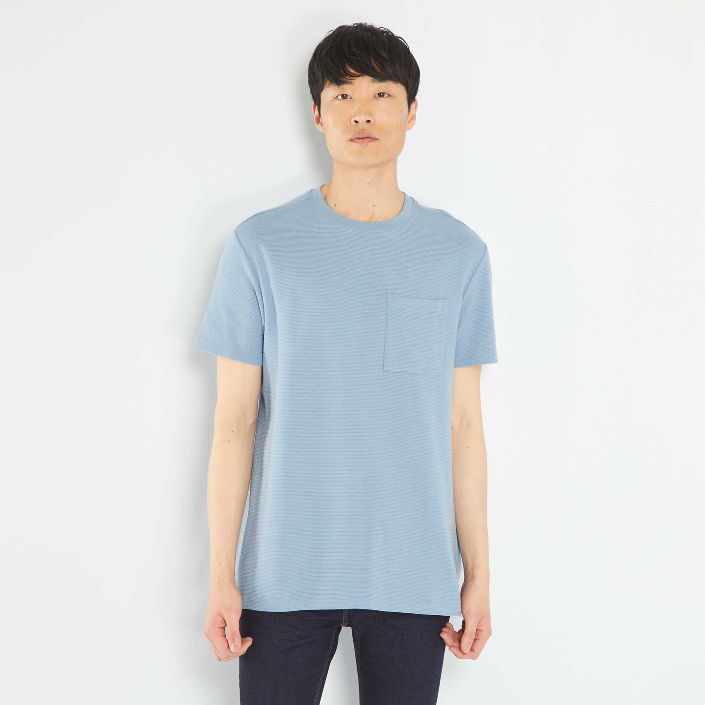 Striped jacquard T-shirt denim blue