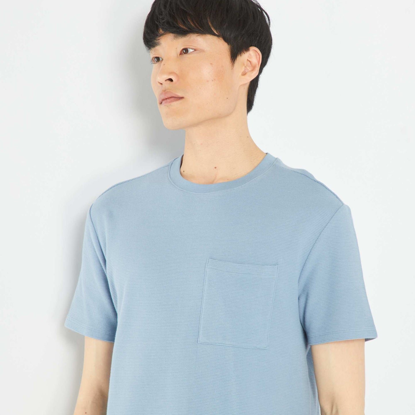 Striped jacquard T-shirt denim blue