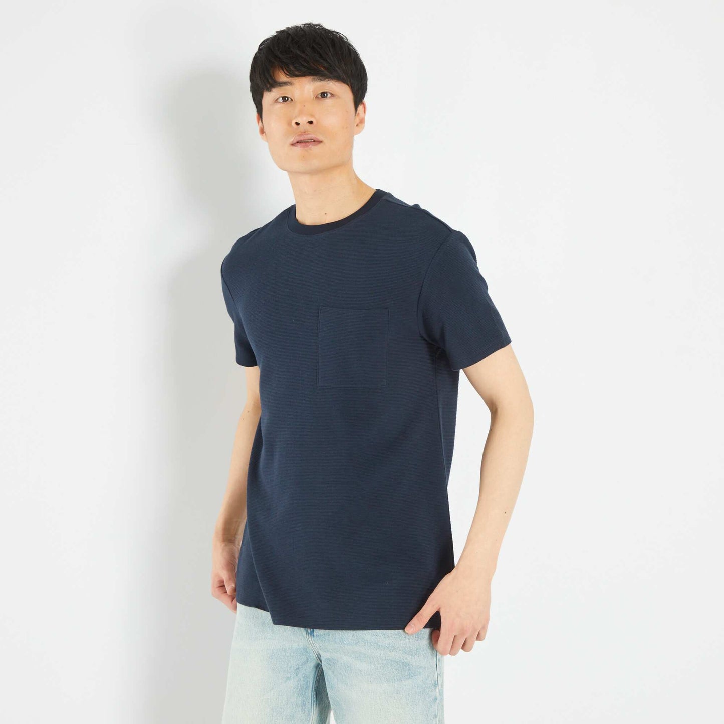 Striped jacquard T-shirt BLUE