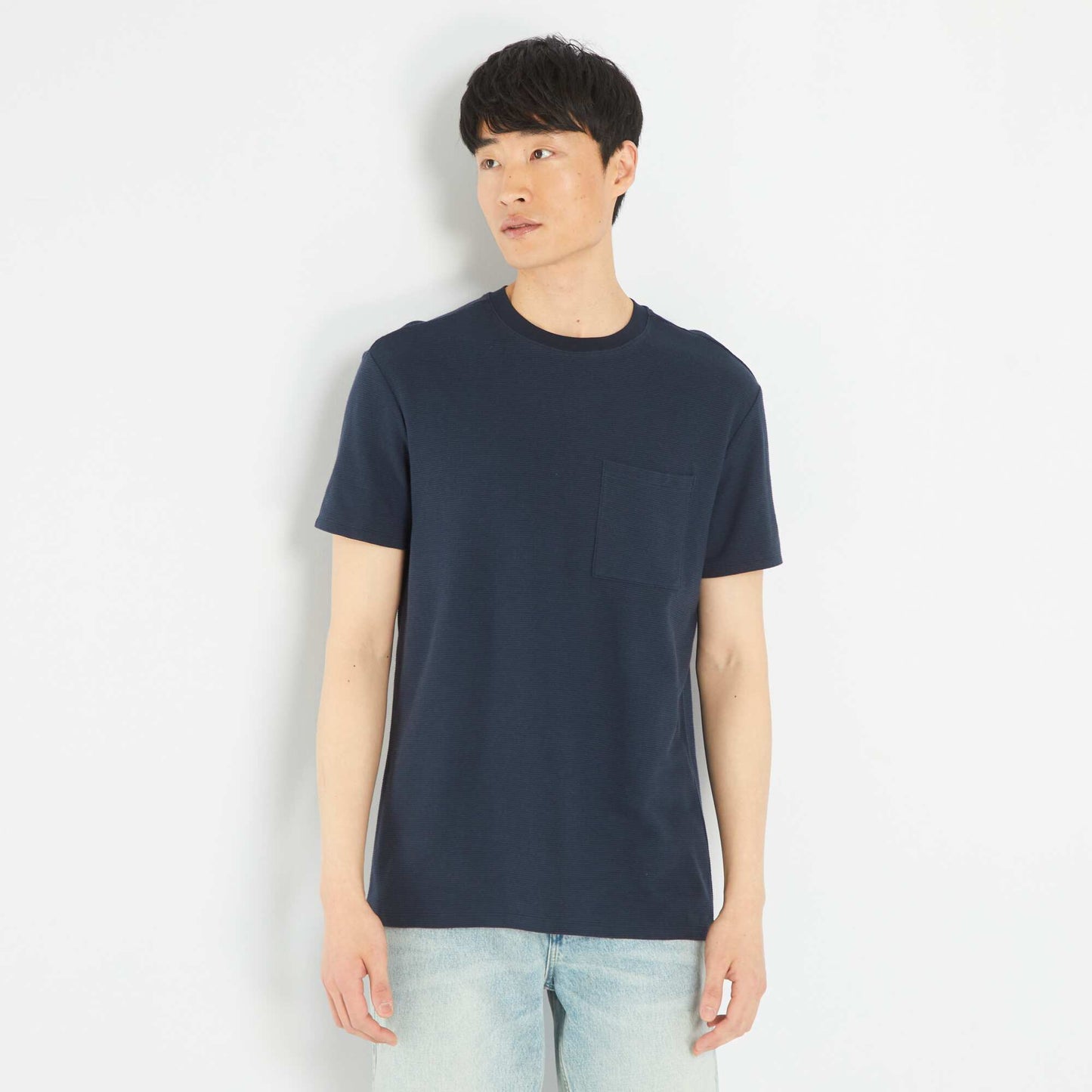 Striped jacquard T-shirt BLUE