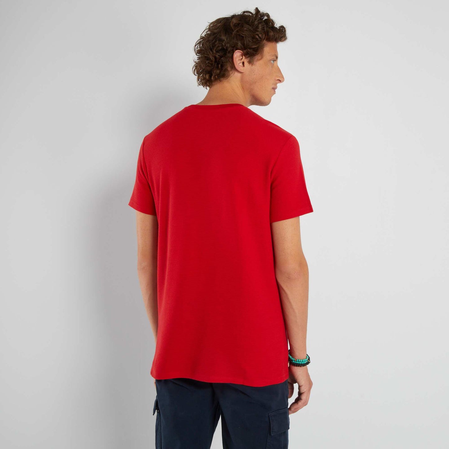 Striped jacquard T-shirt RED