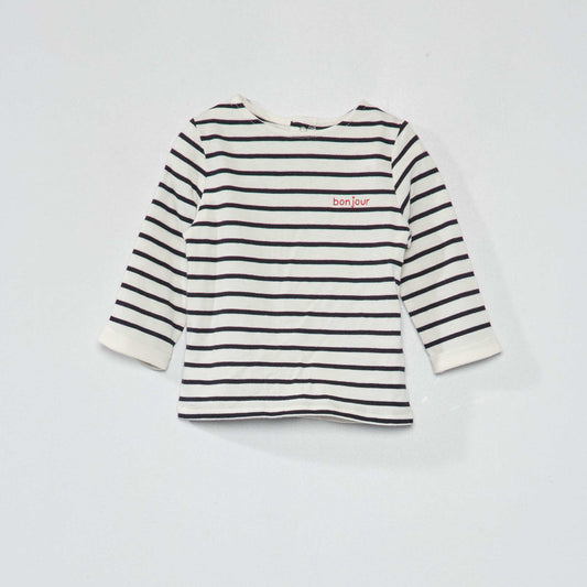 Long-sleeved T-shirt with print blue stripes