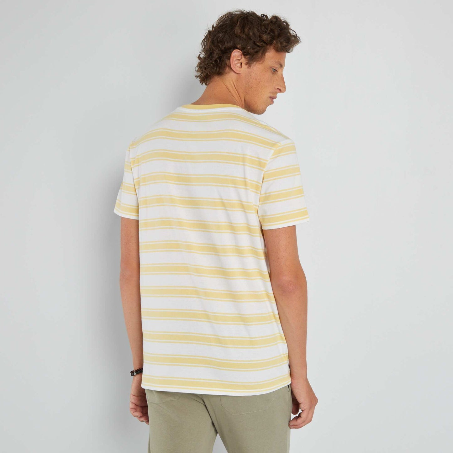 Striped jersey T-shirt gold yellow