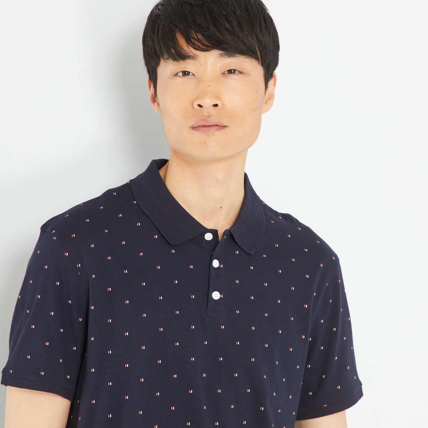 Short-sleeved printed polo shirt BLUE