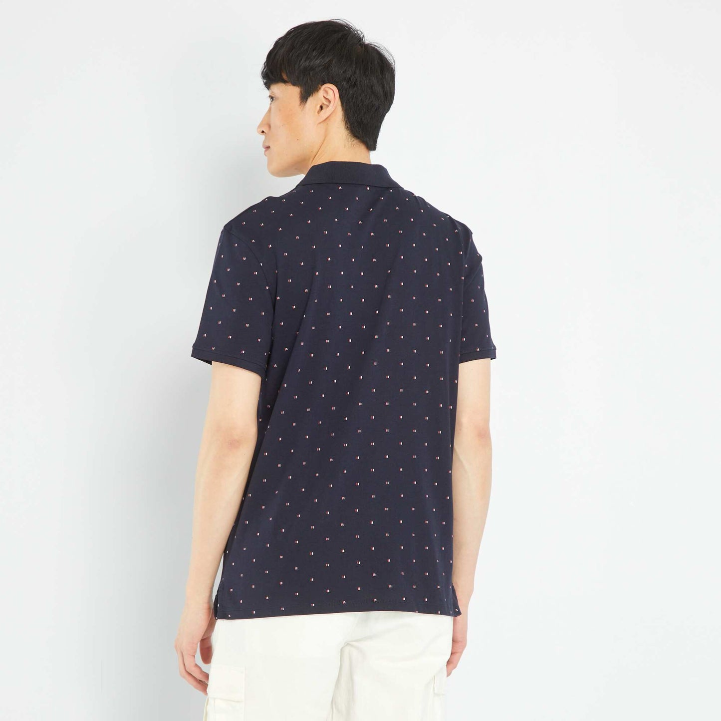 Short-sleeved printed polo shirt BLUE