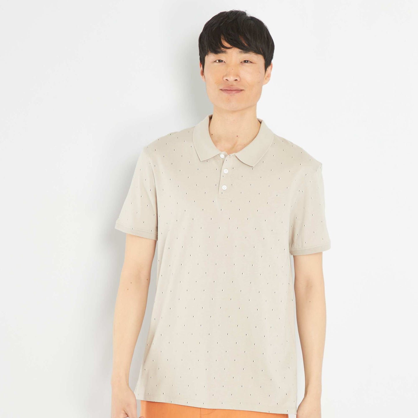 Short-sleeved printed polo shirt GREY