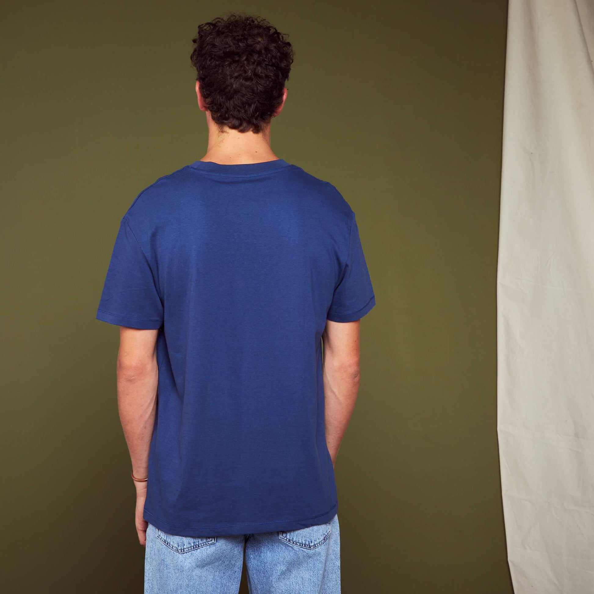 Loose-fit jersey T-shirt with pocket DARK BLUE