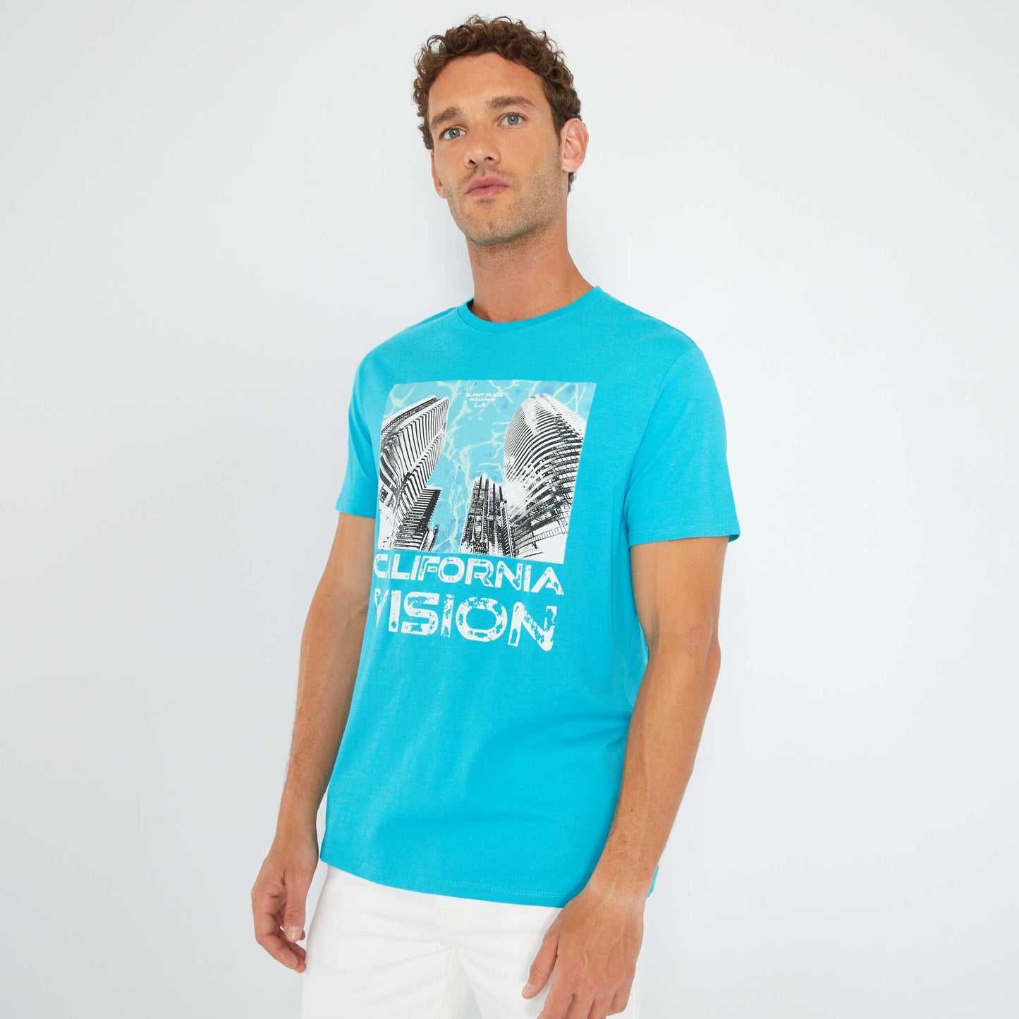 Jersey T-shirt with print BLUE