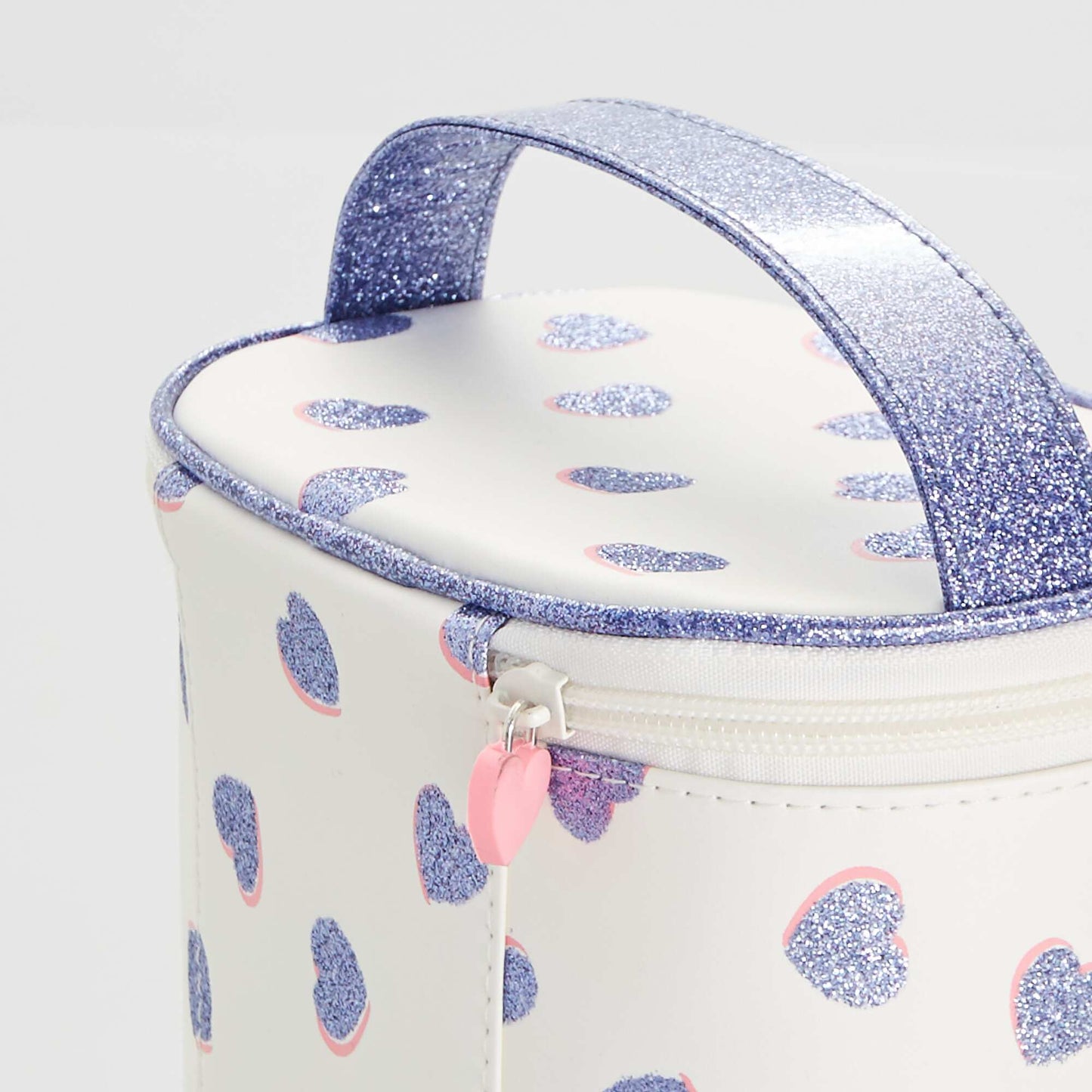 Polka dot vanity case with handle PINK