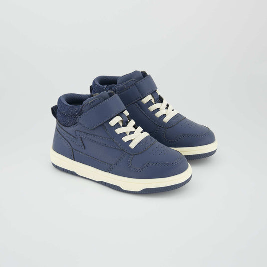 Three-tone high-top trainers dark blue