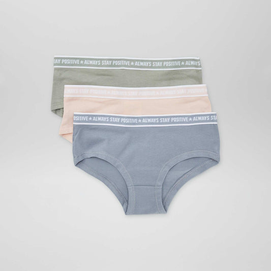 Pack of 3 pairs of stretchy boy shorts PINK_KHAKI