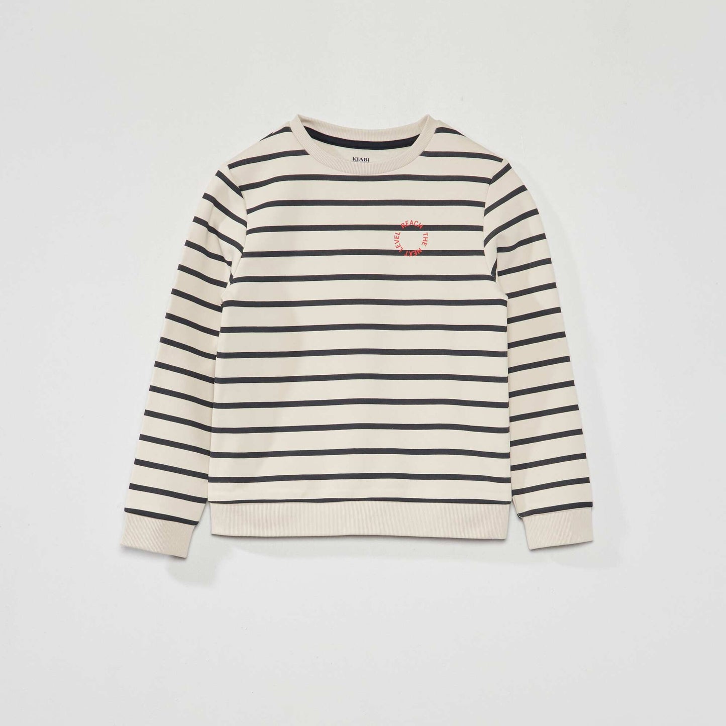 Sweatshirt fabric sweater with wide stripes White