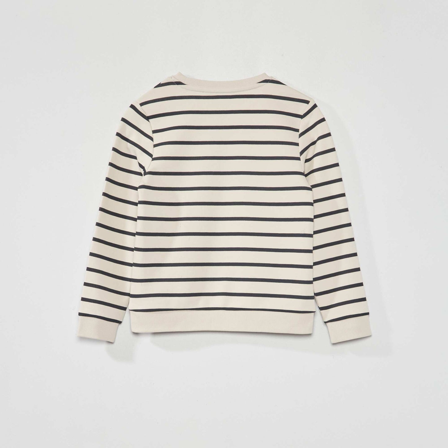 Sweatshirt fabric sweater with wide stripes White