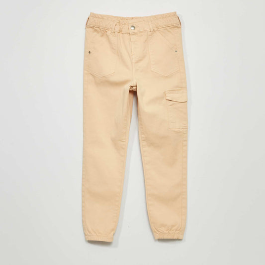 Paper bag trousers with pockets YELLOW
