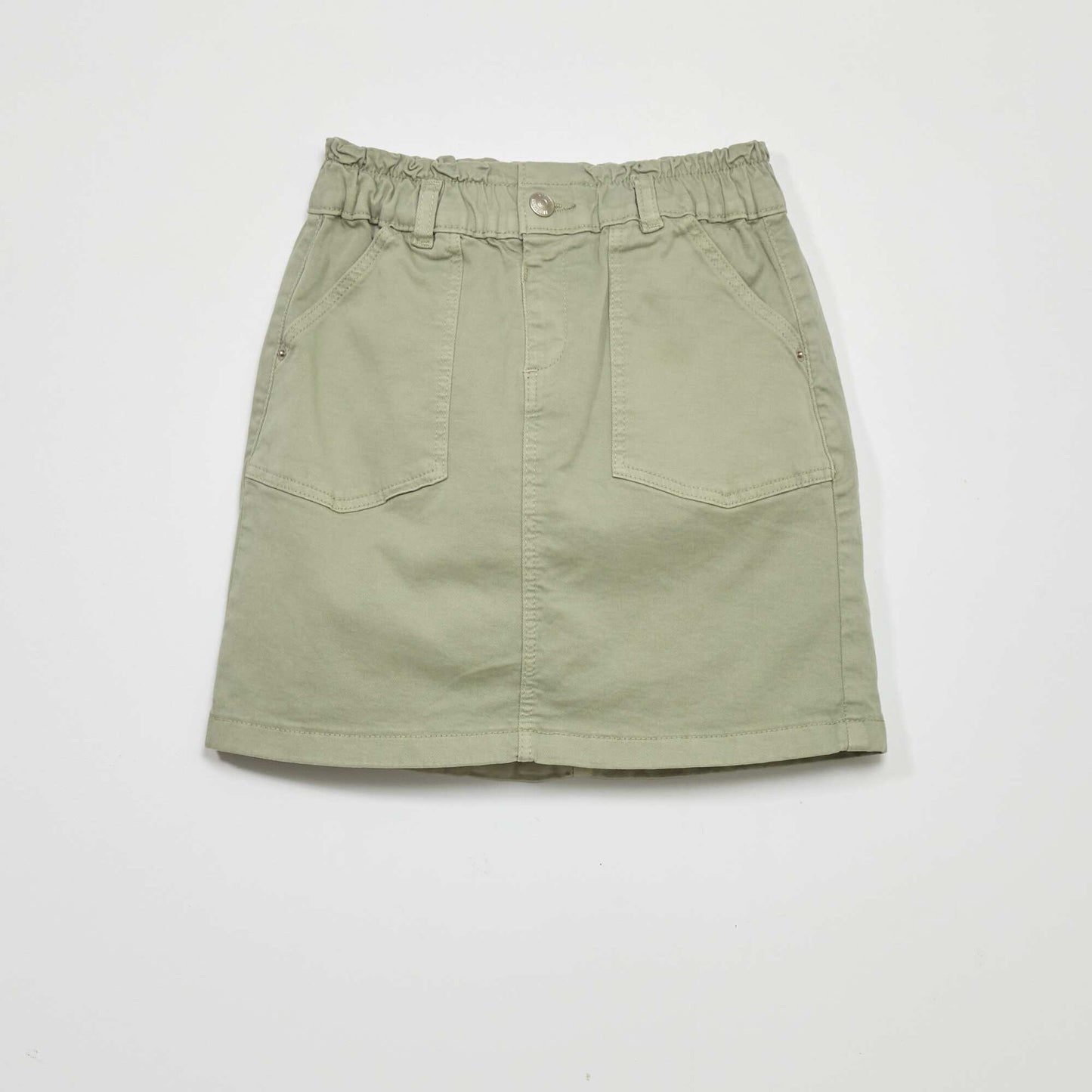 Paperbag denim skirt grey green