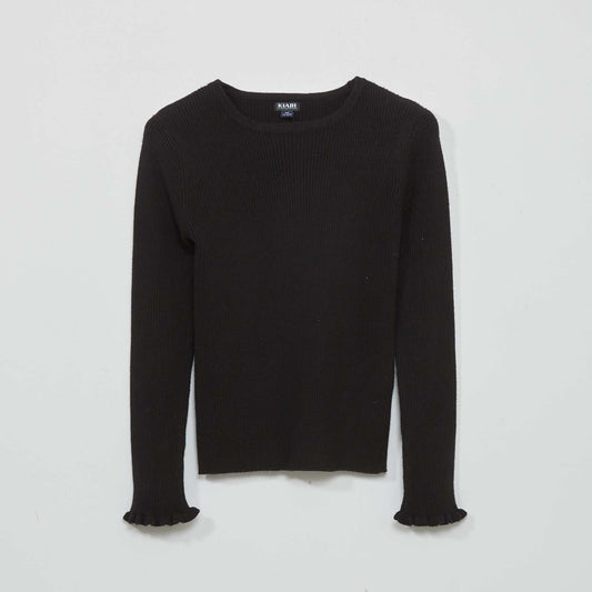 Ribbed knit sweater black