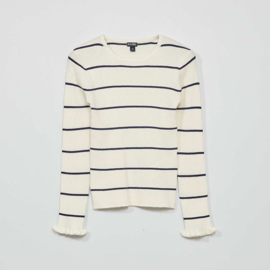 Ribbed knit sweater Beige