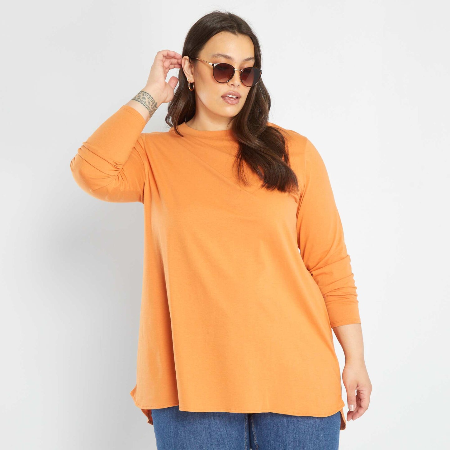 Long T-shirt with long sleeves ORANGE