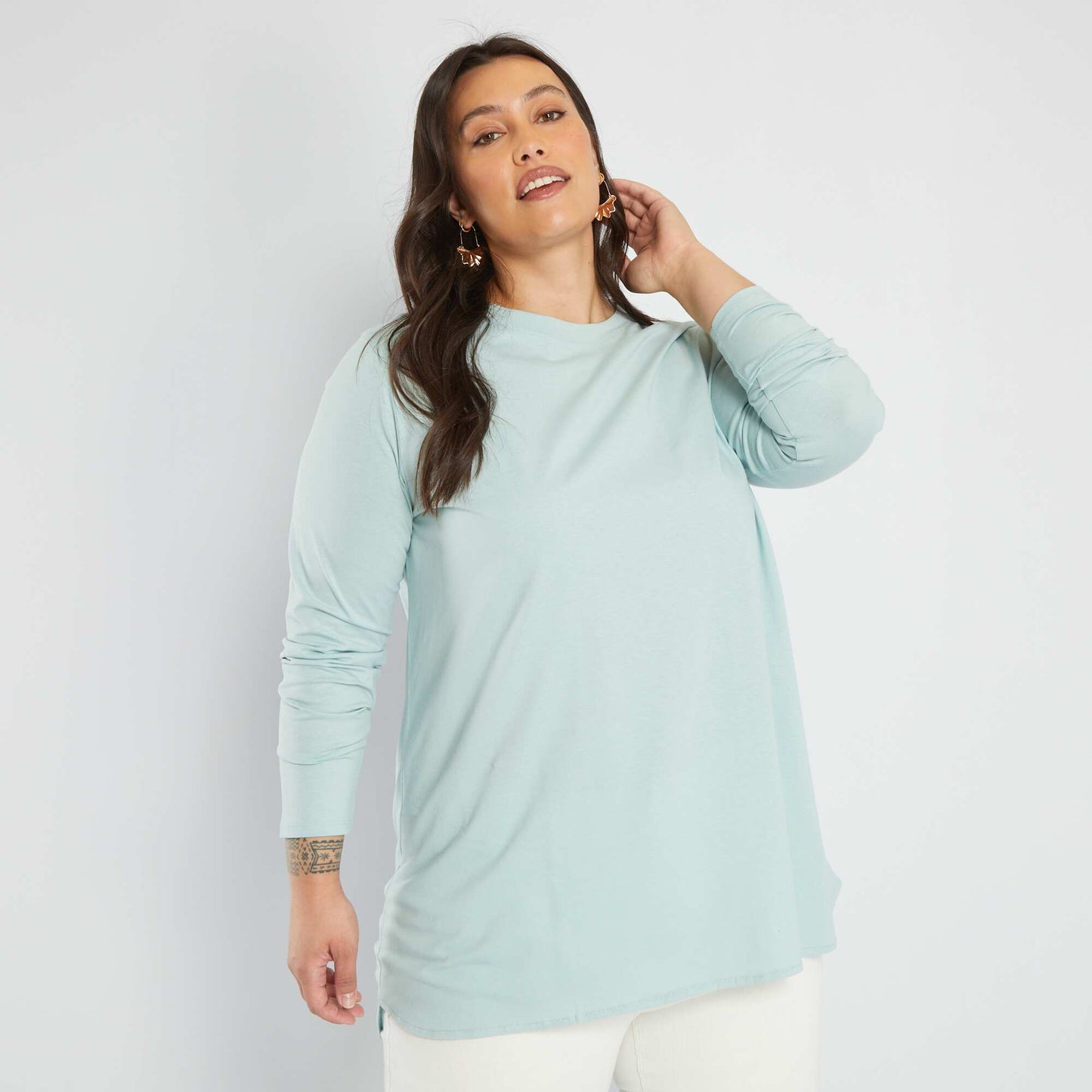 Long T-shirt with long sleeves BLUE