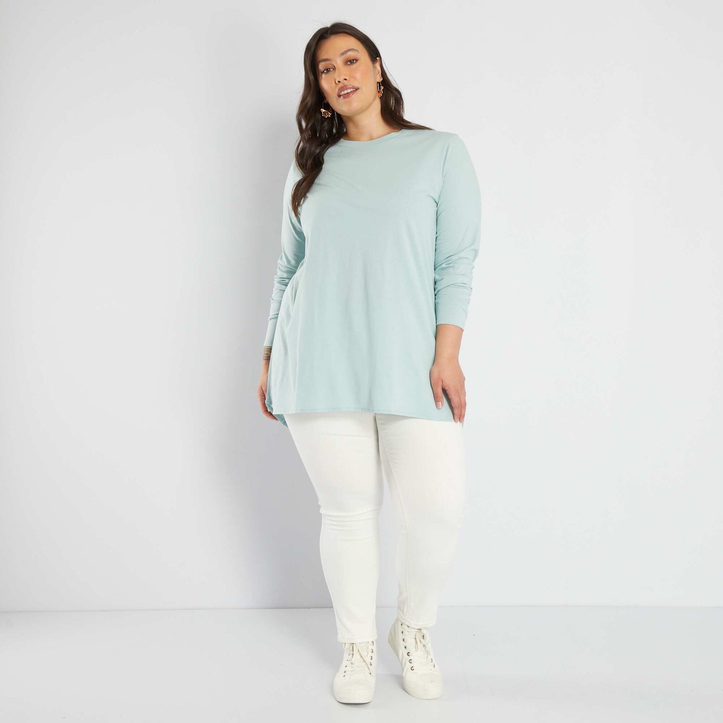 Long T-shirt with long sleeves BLUE